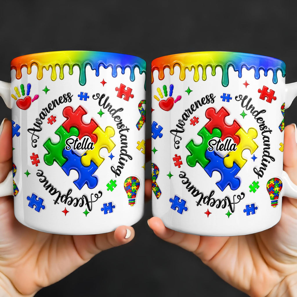 Personalized Autism Awareness Coffee Mug Custom Name Gift Edge-to-edge Mug GradoCreations