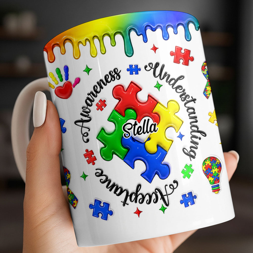 Personalized Autism Awareness Coffee Mug Custom Name Gift Edge-to-edge Mug GradoCreations