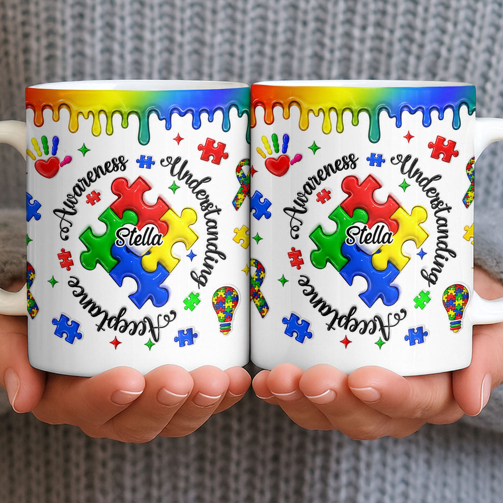 Personalized Autism Awareness Coffee Mug Custom Name Gift Edge-to-edge Mug GradoCreations