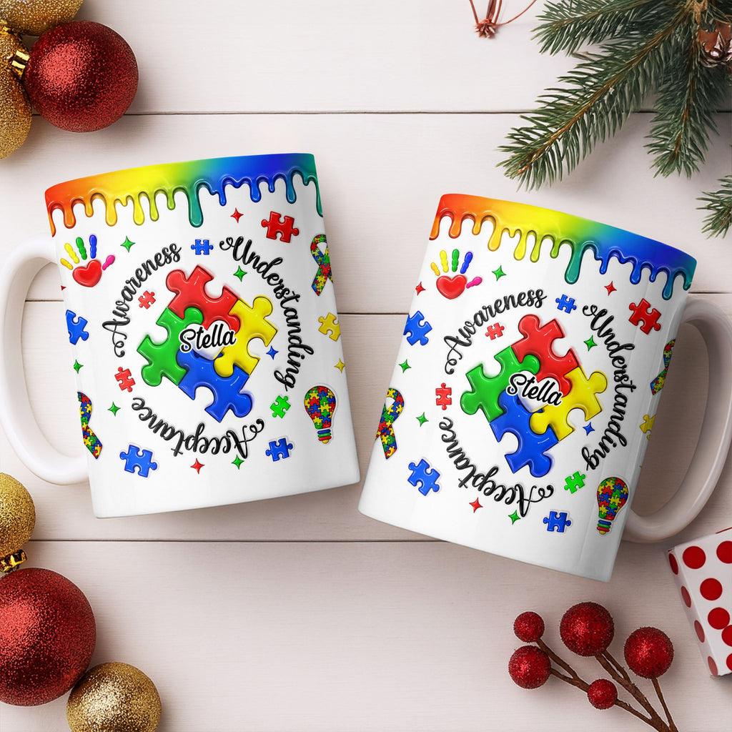 Personalized Autism Awareness Coffee Mug Custom Name Gift Edge-to-edge Mug GradoCreations