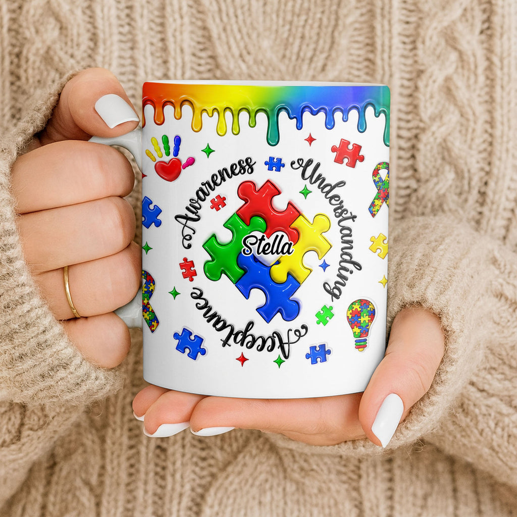 Personalized Autism Awareness Coffee Mug Custom Name Gift Edge-to-edge Mug GradoCreations