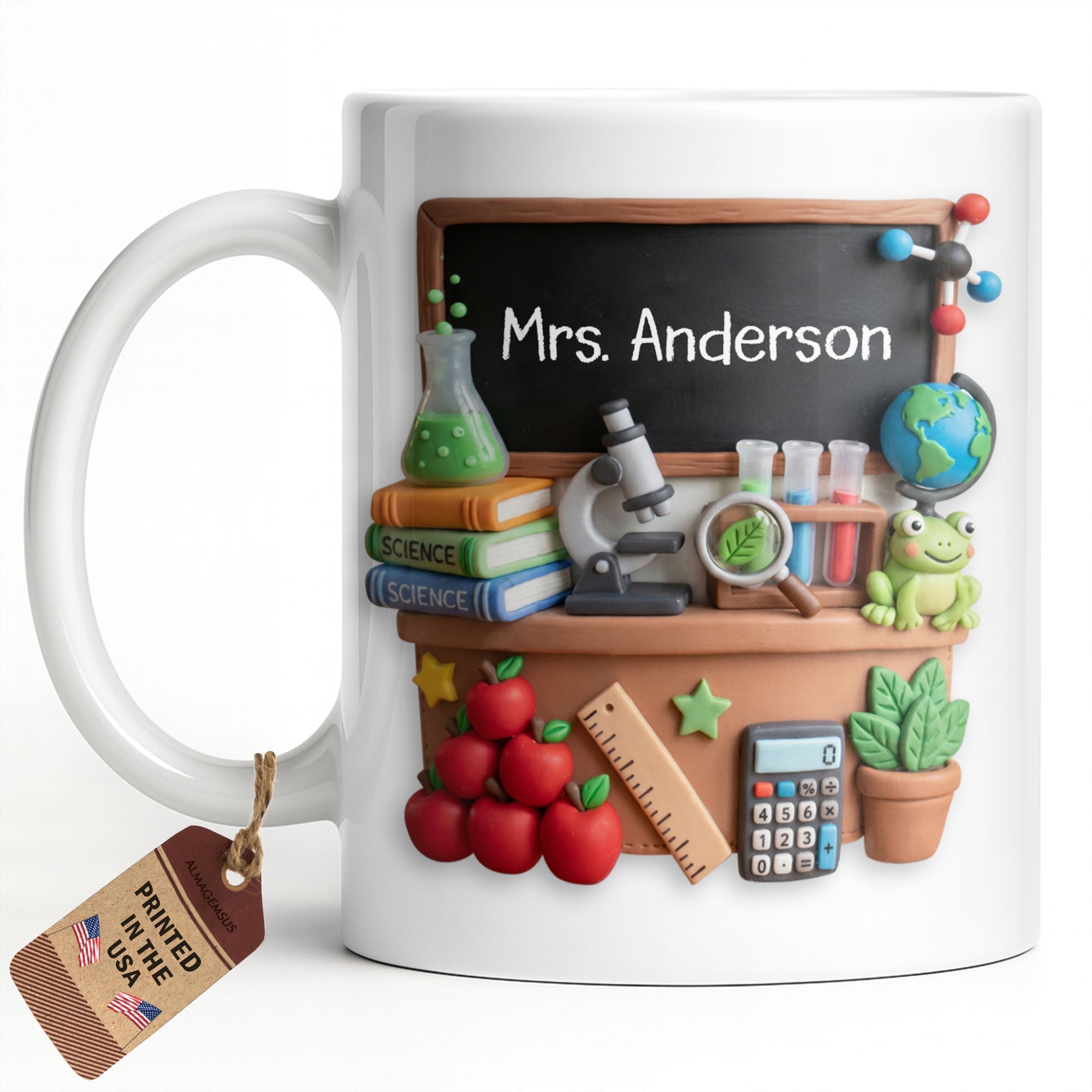 Personalized Science Teacher Coffee Mug Custom Name Black Board Gift Edge-to-edge Mug GradoCreations