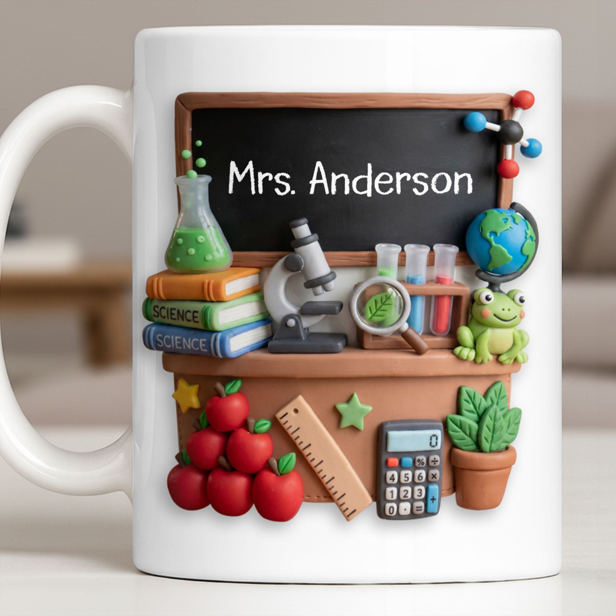 Personalized Science Teacher Coffee Mug Custom Name Black Board Gift Edge-to-edge Mug GradoCreations