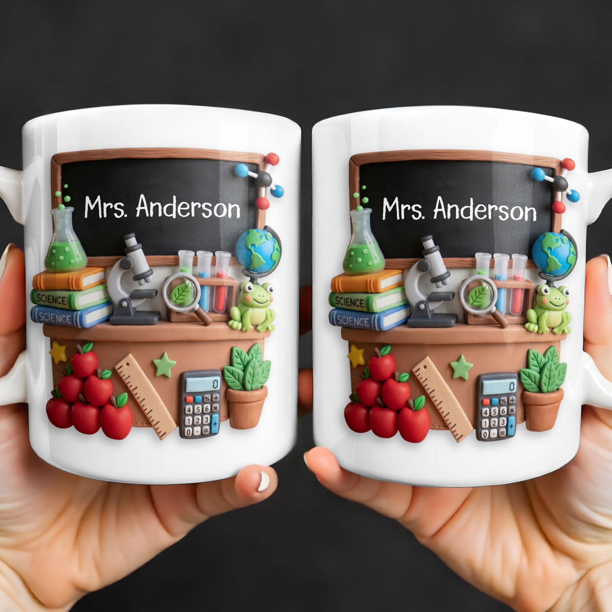 Personalized Science Teacher Coffee Mug Custom Name Black Board Gift Edge-to-edge Mug GradoCreations
