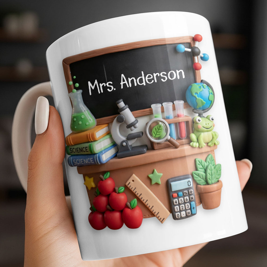 Personalized Science Teacher Coffee Mug Custom Name Black Board Gift Edge-to-edge Mug GradoCreations