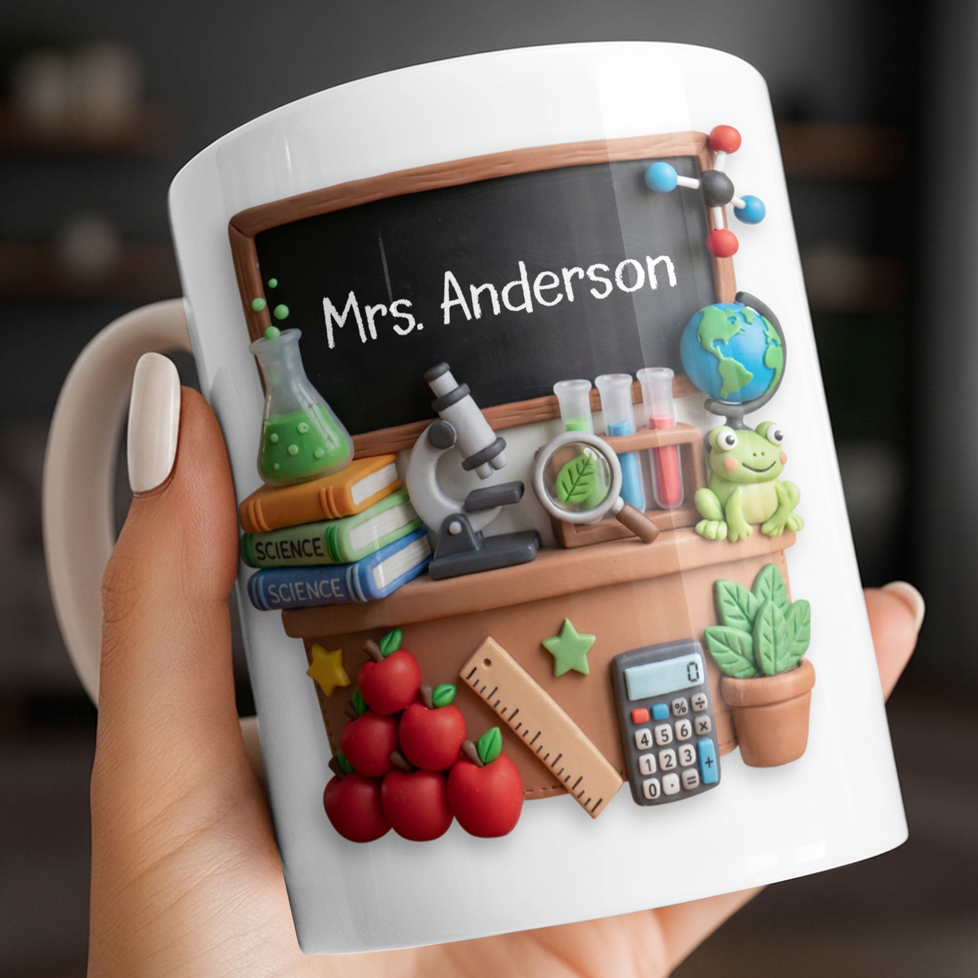 Personalized Science Teacher Coffee Mug Custom Name Black Board Gift Edge-to-edge Mug GradoCreations