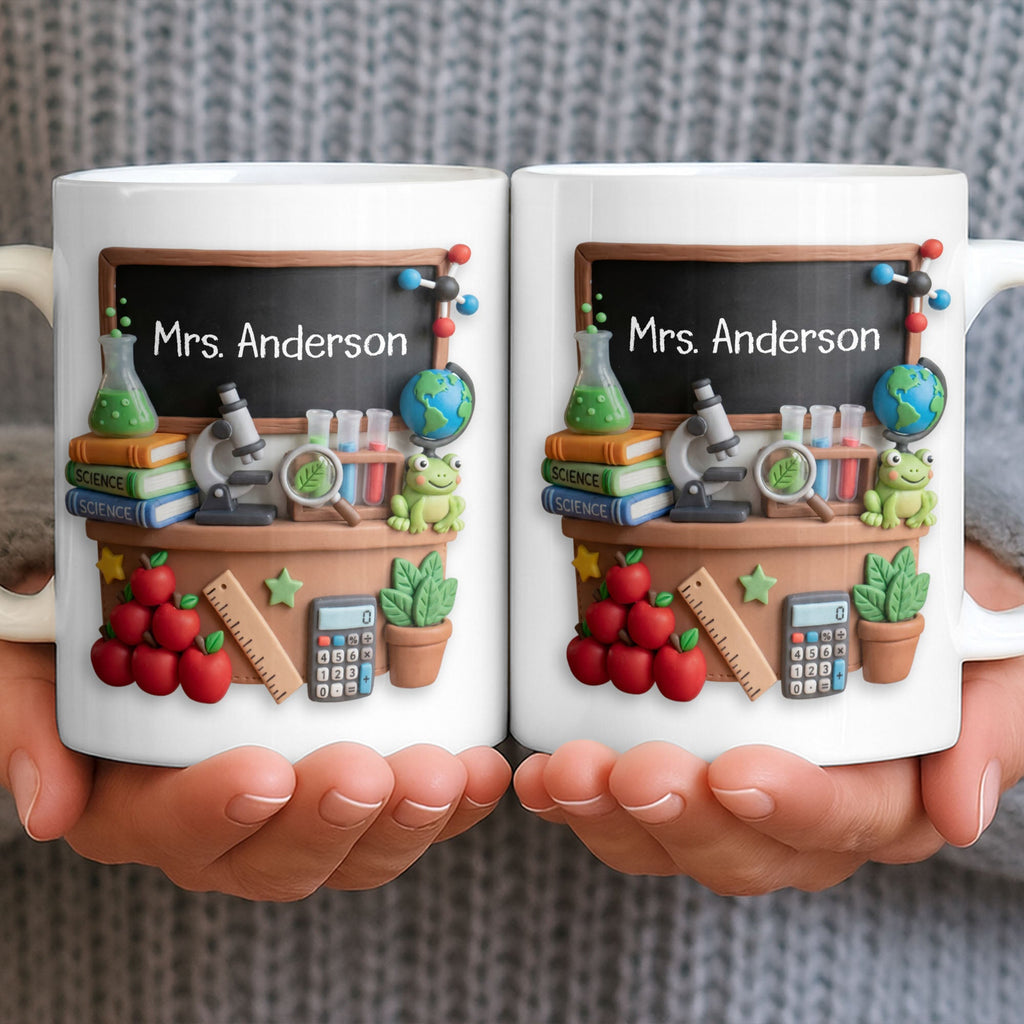 Personalized Science Teacher Coffee Mug Custom Name Black Board Gift Edge-to-edge Mug GradoCreations