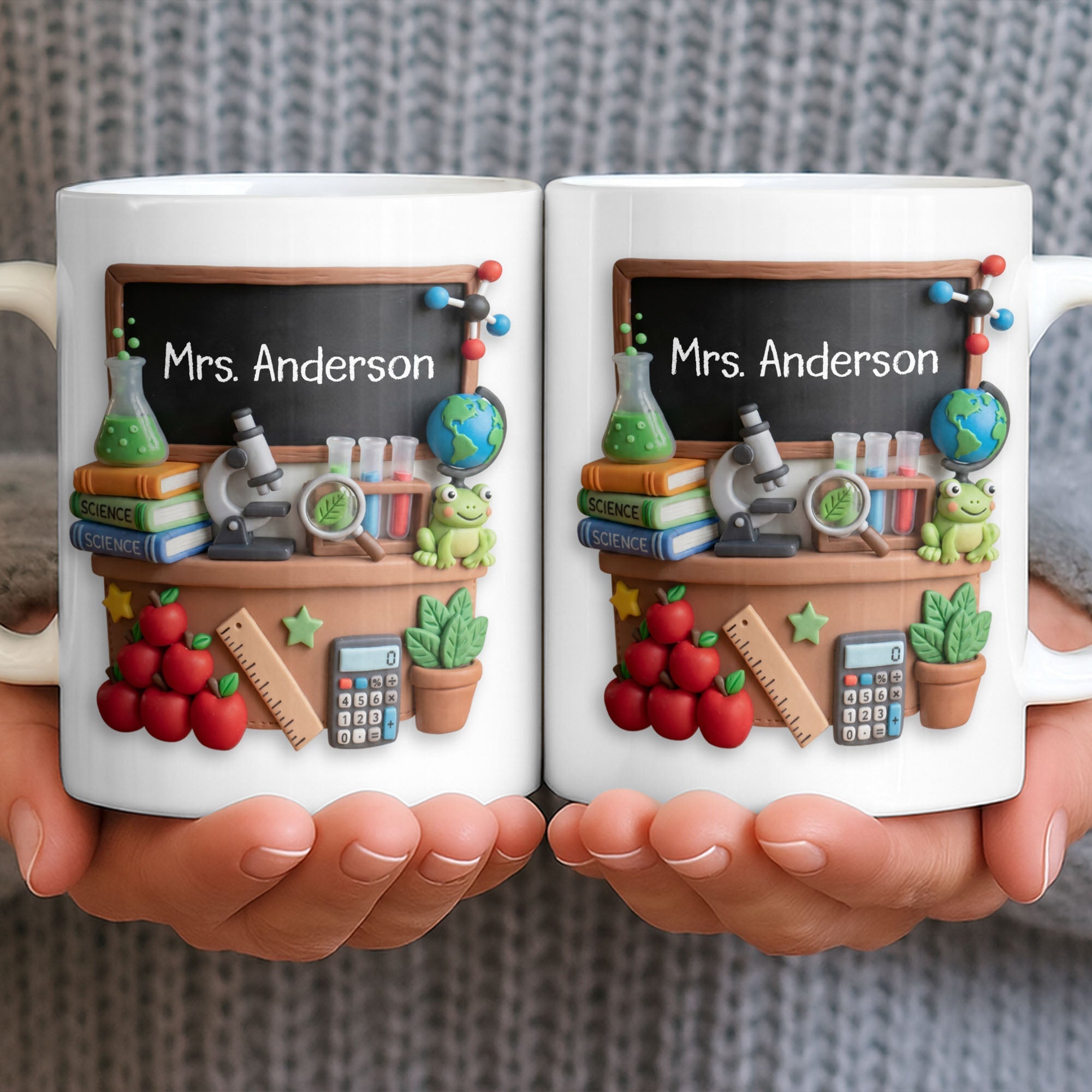 Personalized Science Teacher Coffee Mug Custom Name Black Board Gift Edge-to-edge Mug GradoCreations