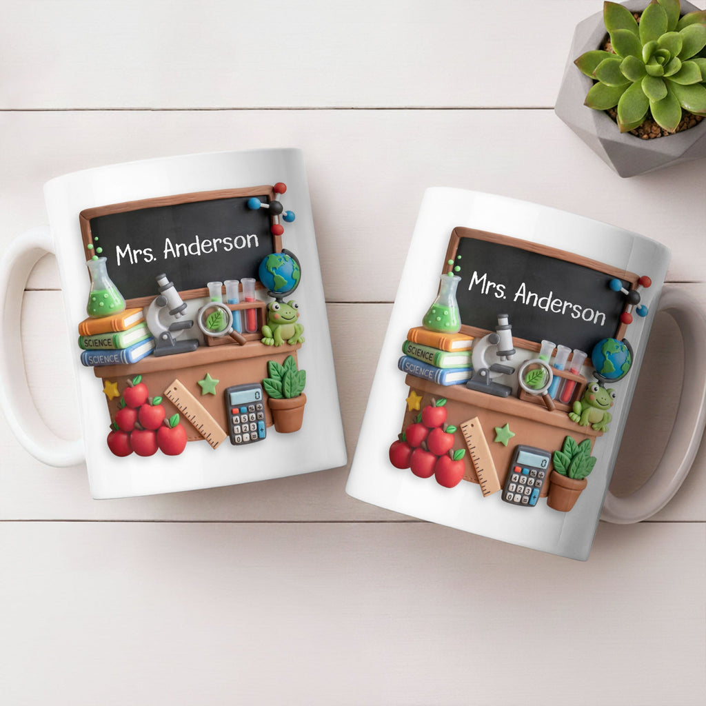 Personalized Science Teacher Coffee Mug Custom Name Black Board Gift Edge-to-edge Mug GradoCreations