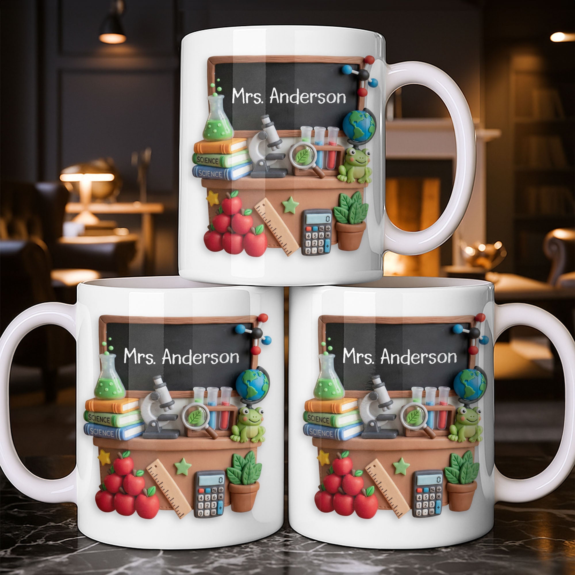 Personalized Science Teacher Coffee Mug Custom Name Black Board Gift Edge-to-edge Mug GradoCreations