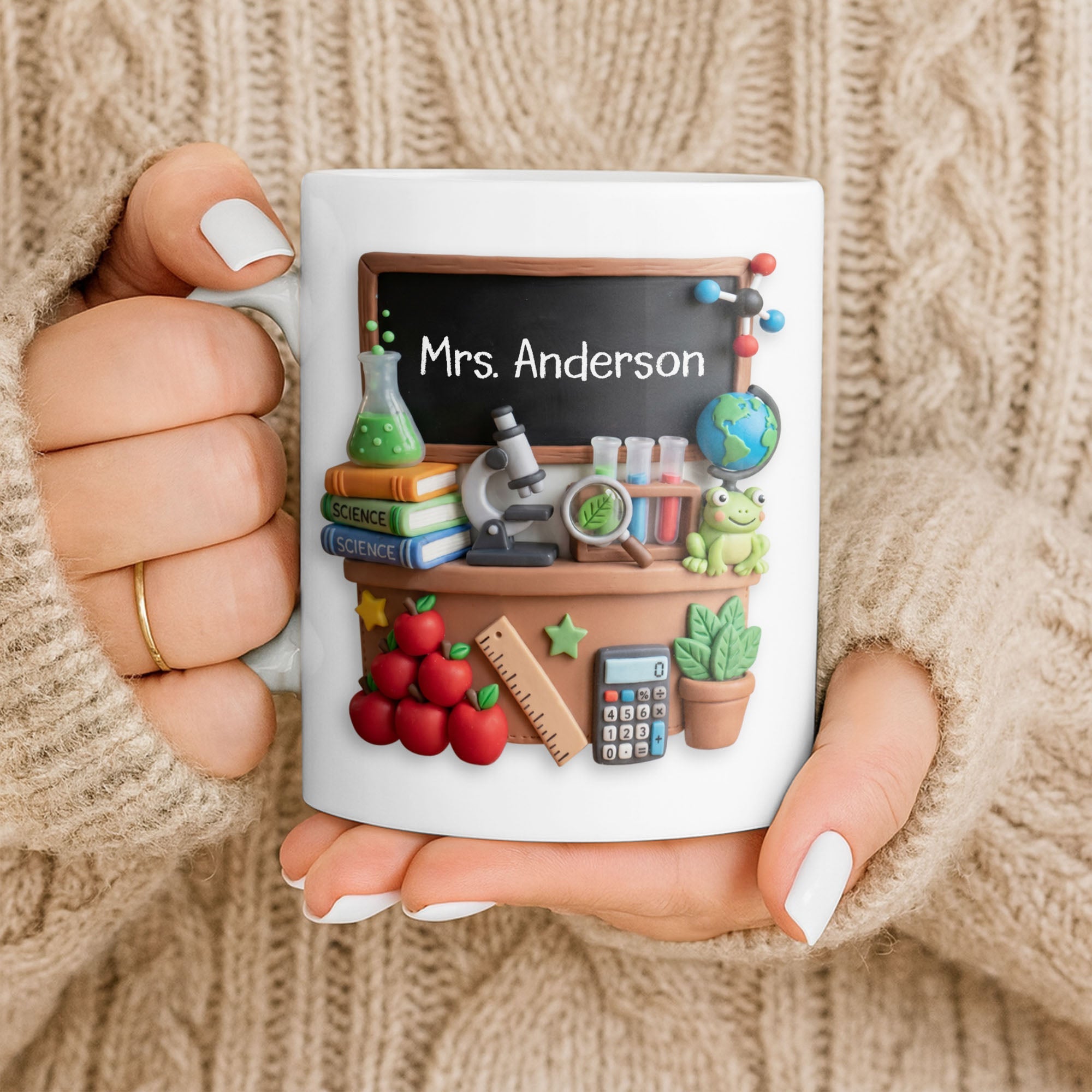 Personalized Science Teacher Coffee Mug Custom Name Black Board Gift Edge-to-edge Mug GradoCreations