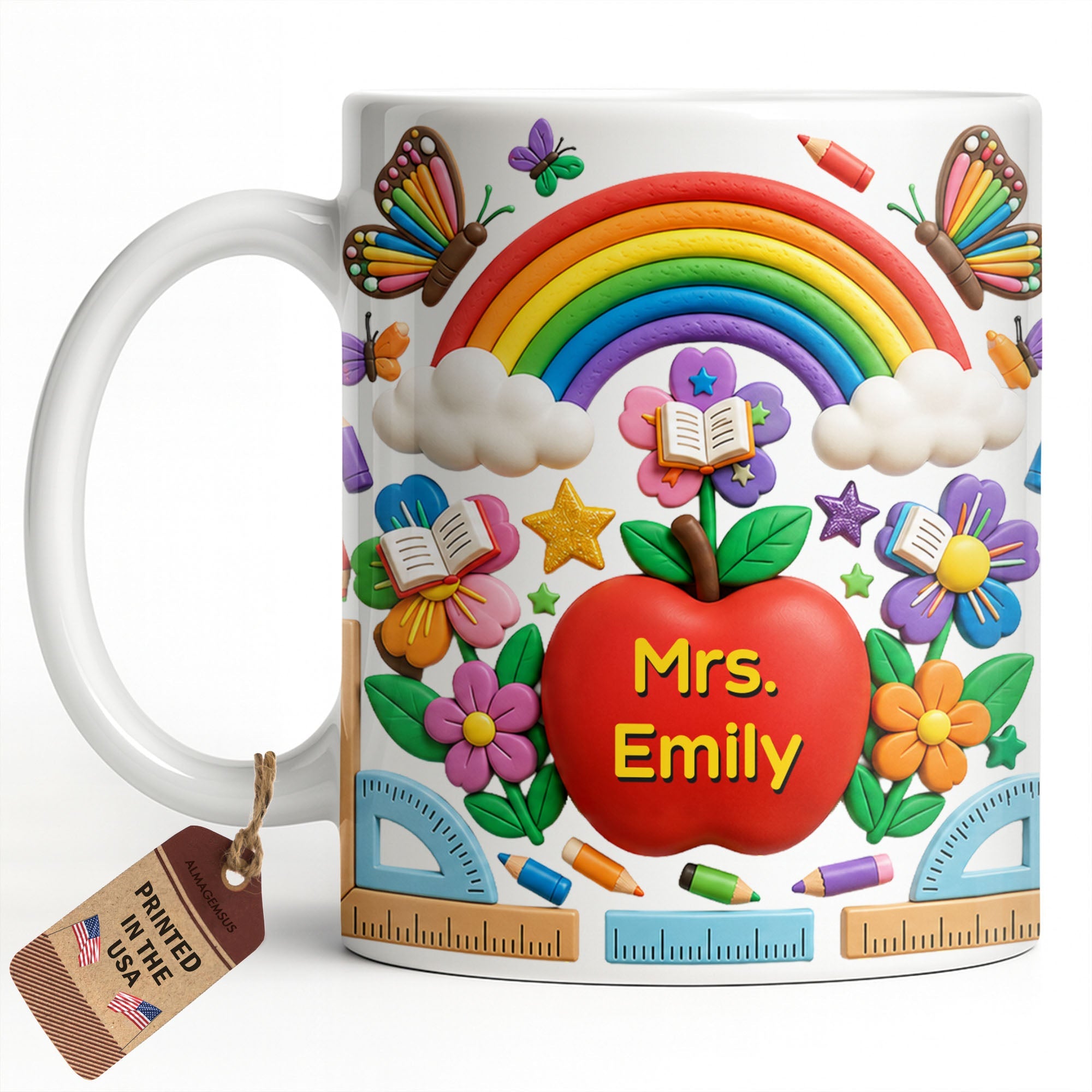 Personalized 3D Effect Apple Coffee Mug Gift for Teacher Edge-to-edge Mug GradoCreations