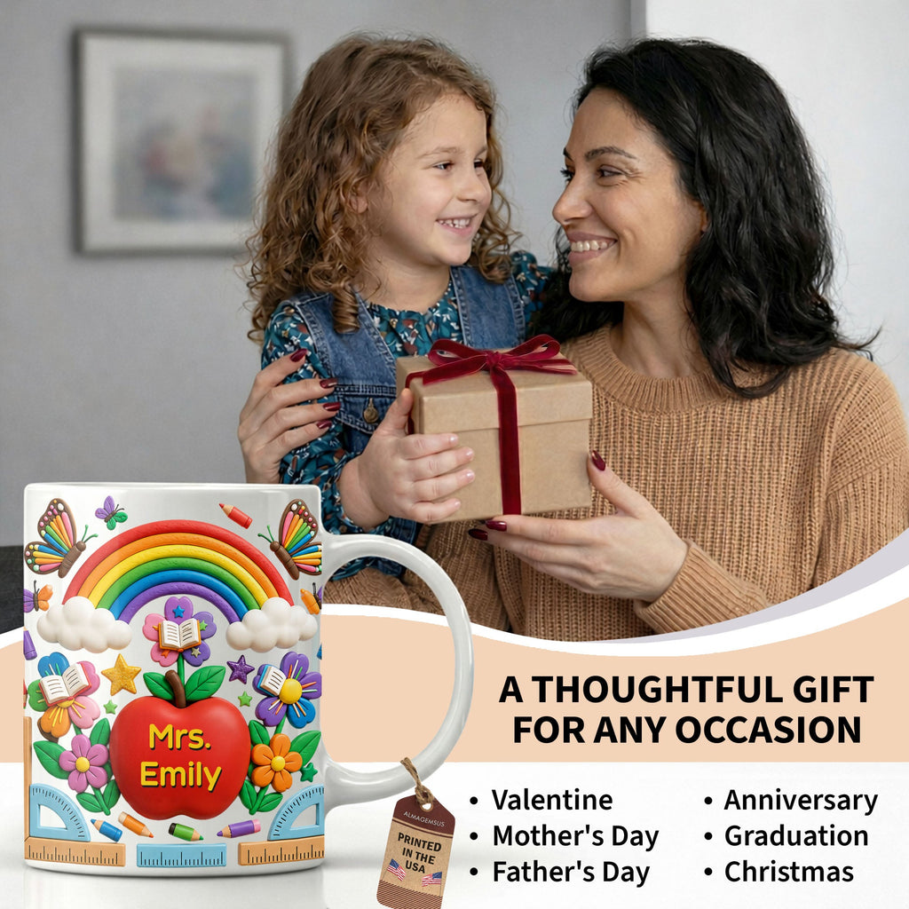 Personalized 3D Effect Apple Coffee Mug Gift for Teacher Edge-to-edge Mug GradoCreations