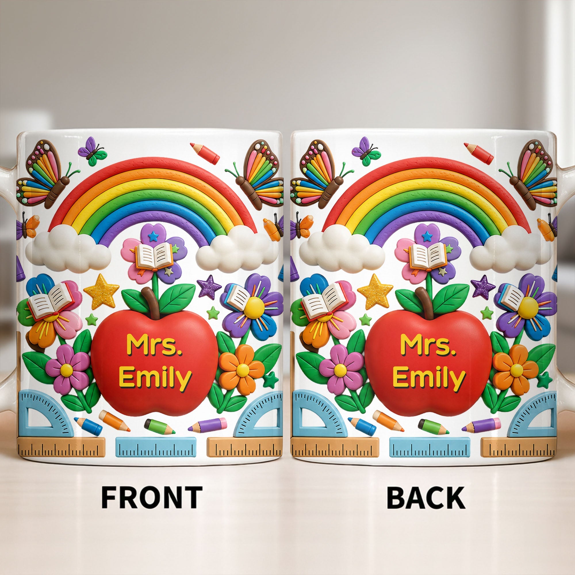Personalized 3D Effect Apple Coffee Mug Gift for Teacher Edge-to-edge Mug GradoCreations