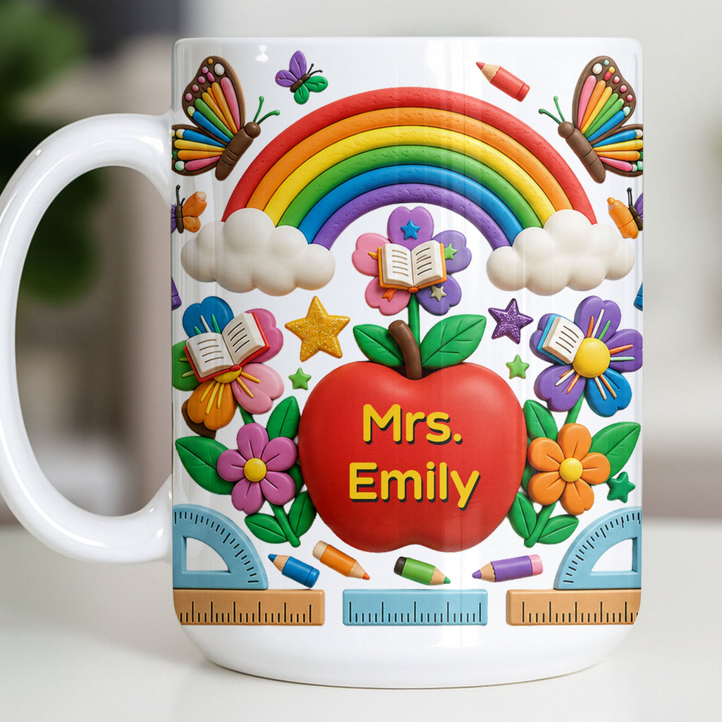 Personalized 3D Effect Apple Coffee Mug Gift for Teacher Edge-to-edge Mug GradoCreations