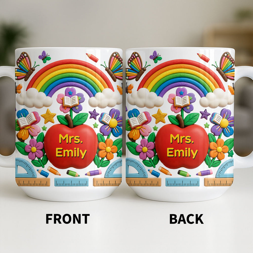 Personalized 3D Effect Apple Coffee Mug Gift for Teacher Edge-to-edge Mug GradoCreations