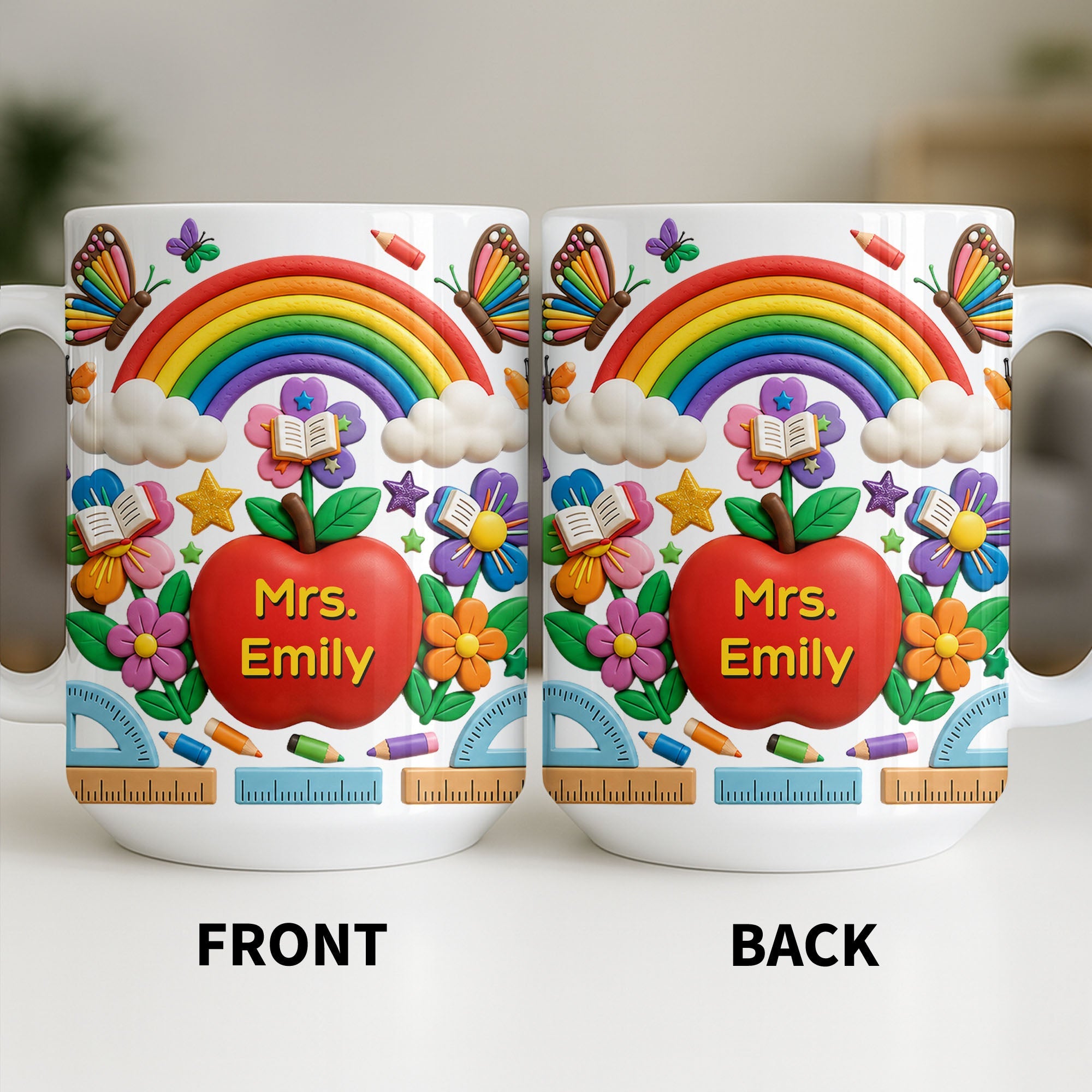 Personalized 3D Effect Apple Coffee Mug Gift for Teacher Edge-to-edge Mug GradoCreations