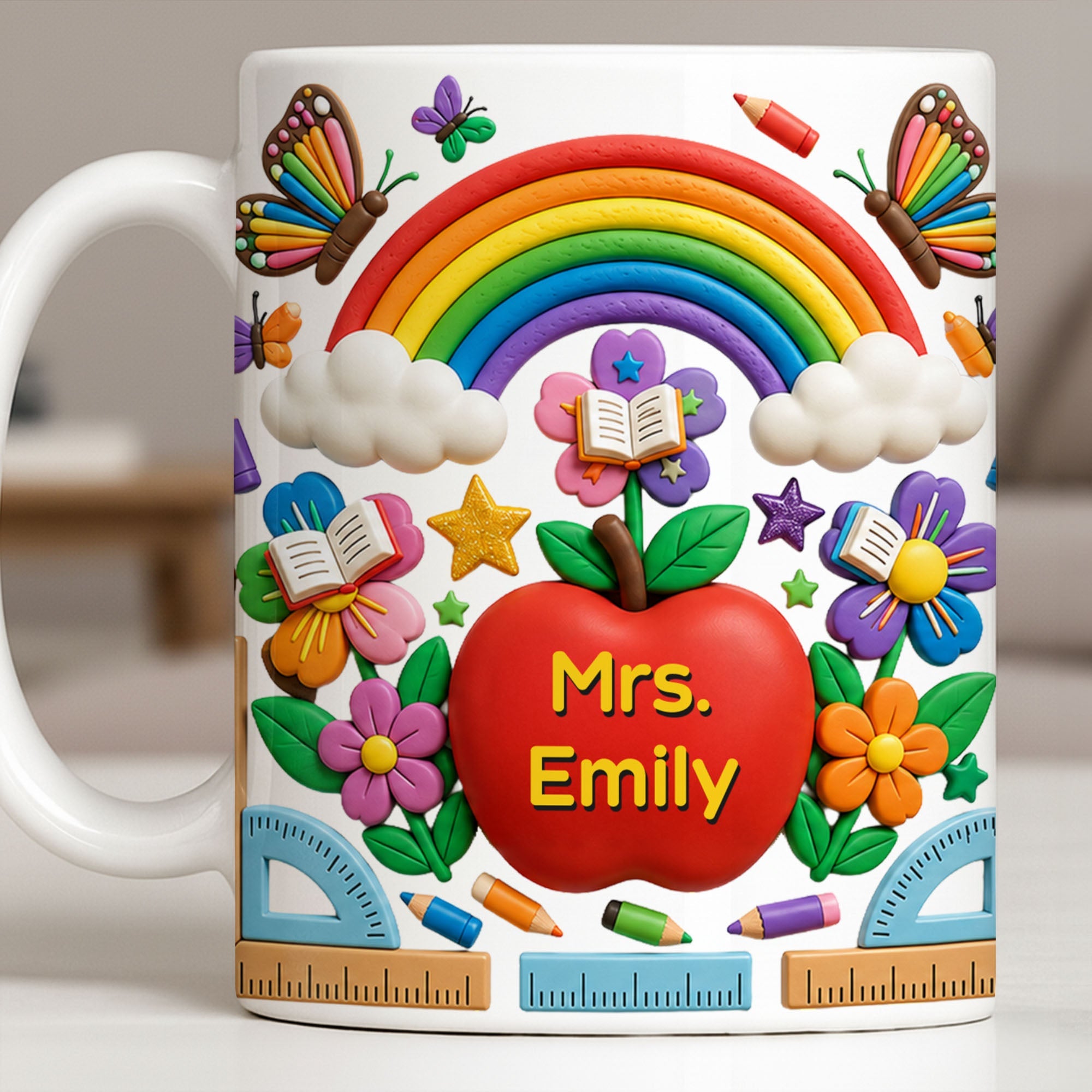 Personalized 3D Effect Apple Coffee Mug Gift for Teacher Edge-to-edge Mug GradoCreations
