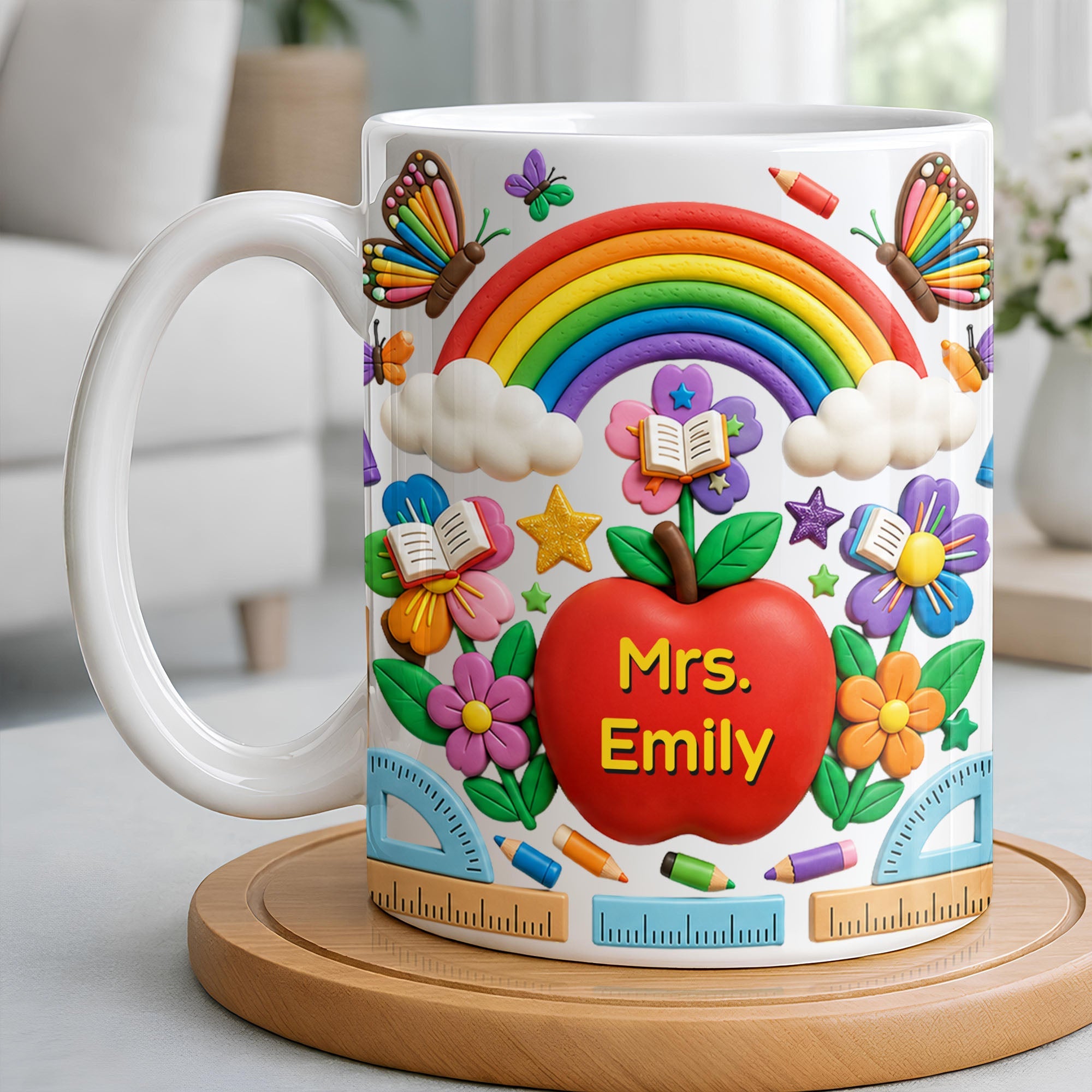 Personalized 3D Effect Apple Coffee Mug Gift for Teacher Edge-to-edge Mug GradoCreations