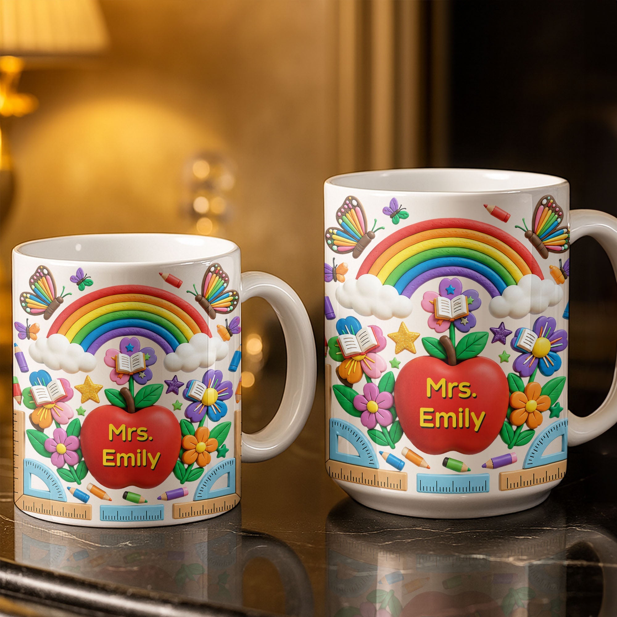Personalized 3D Effect Apple Coffee Mug Gift for Teacher Edge-to-edge Mug GradoCreations