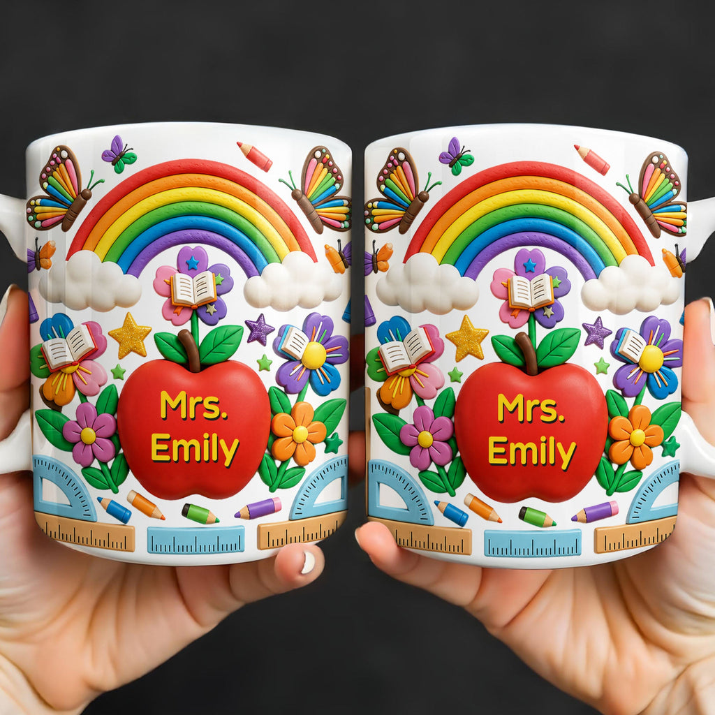 Personalized 3D Effect Apple Coffee Mug Gift for Teacher Edge-to-edge Mug GradoCreations