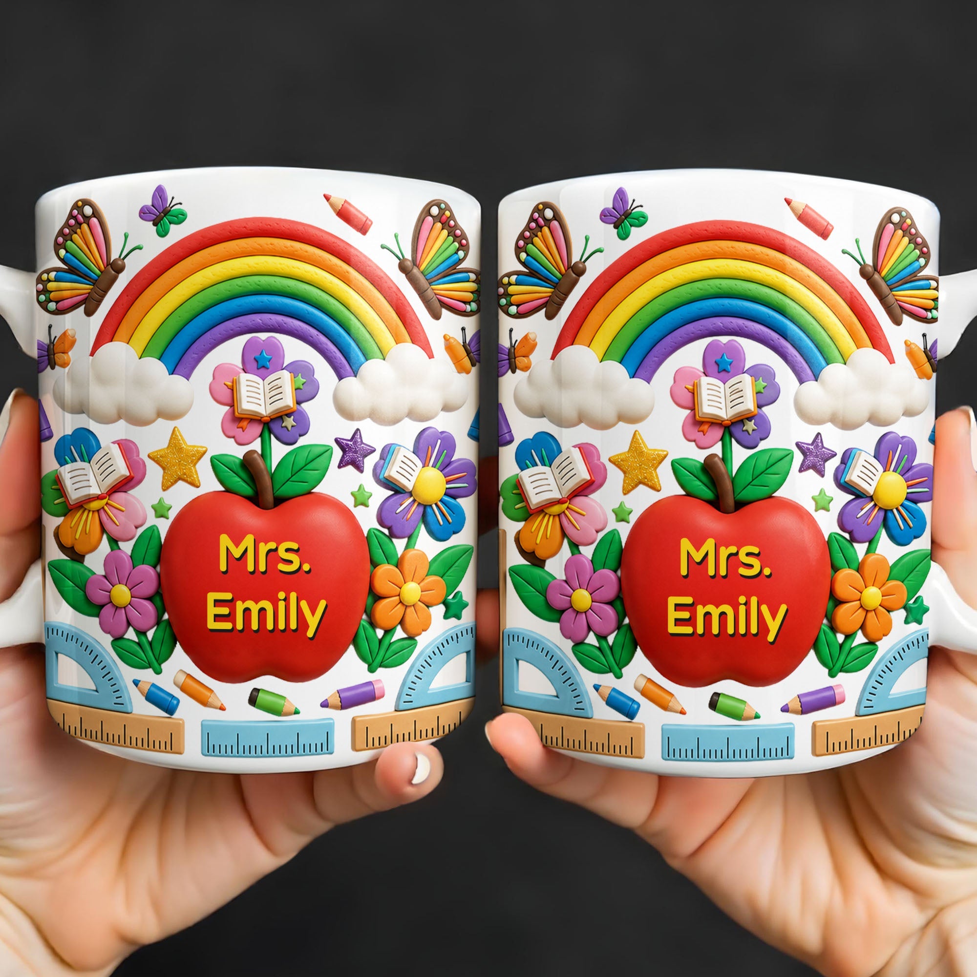 Personalized 3D Effect Apple Coffee Mug Gift for Teacher Edge-to-edge Mug GradoCreations