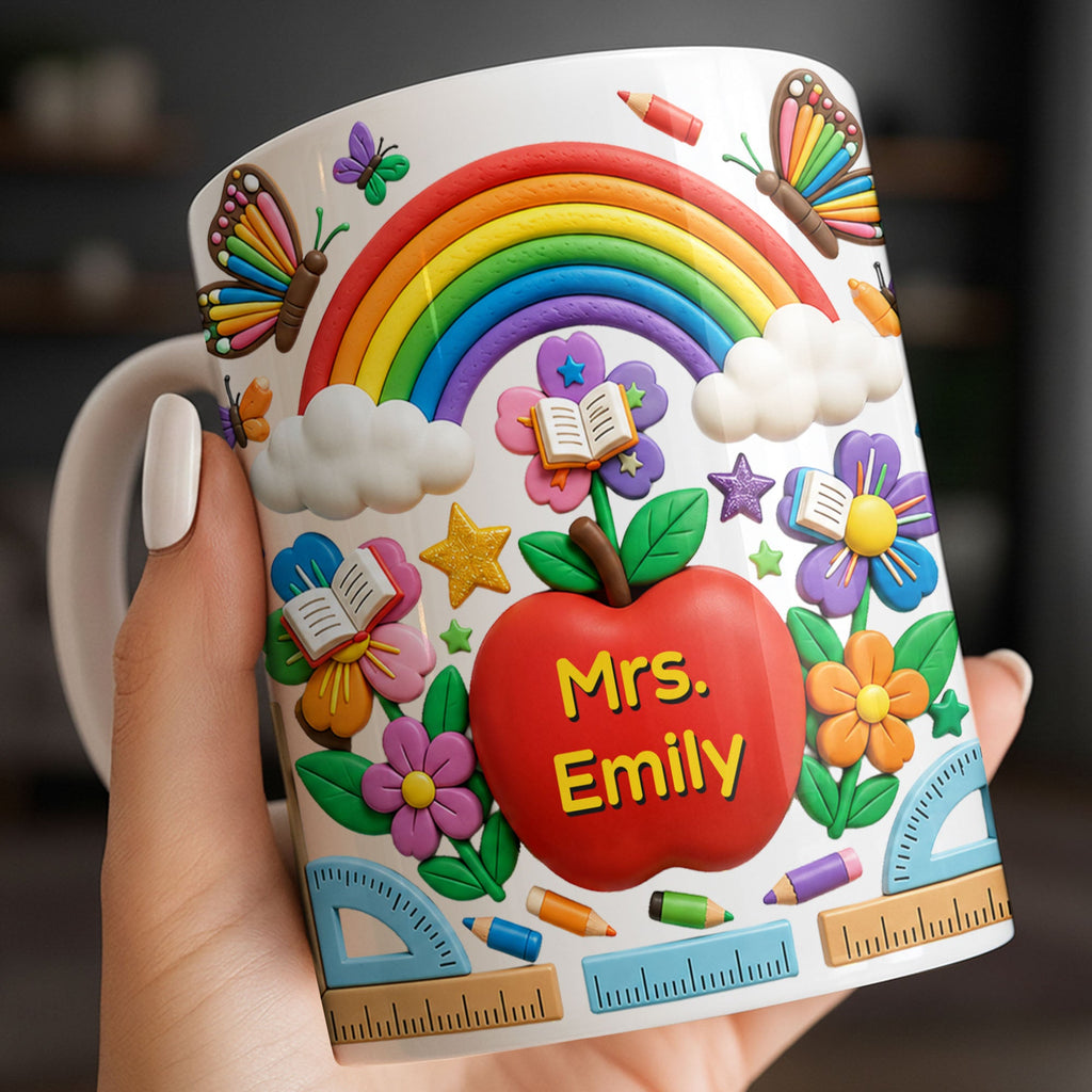 Personalized 3D Effect Apple Coffee Mug Gift for Teacher Edge-to-edge Mug GradoCreations