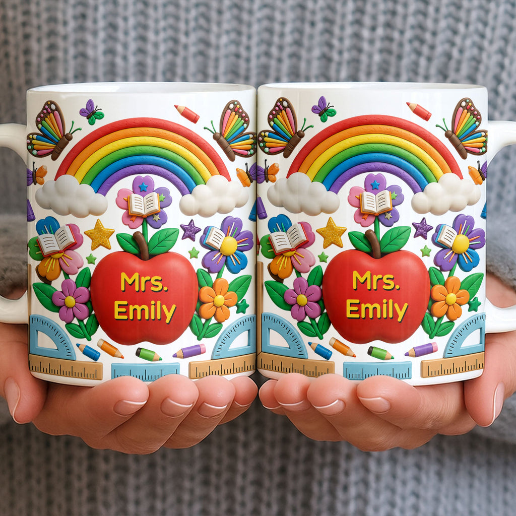 Personalized 3D Effect Apple Coffee Mug Gift for Teacher Edge-to-edge Mug GradoCreations