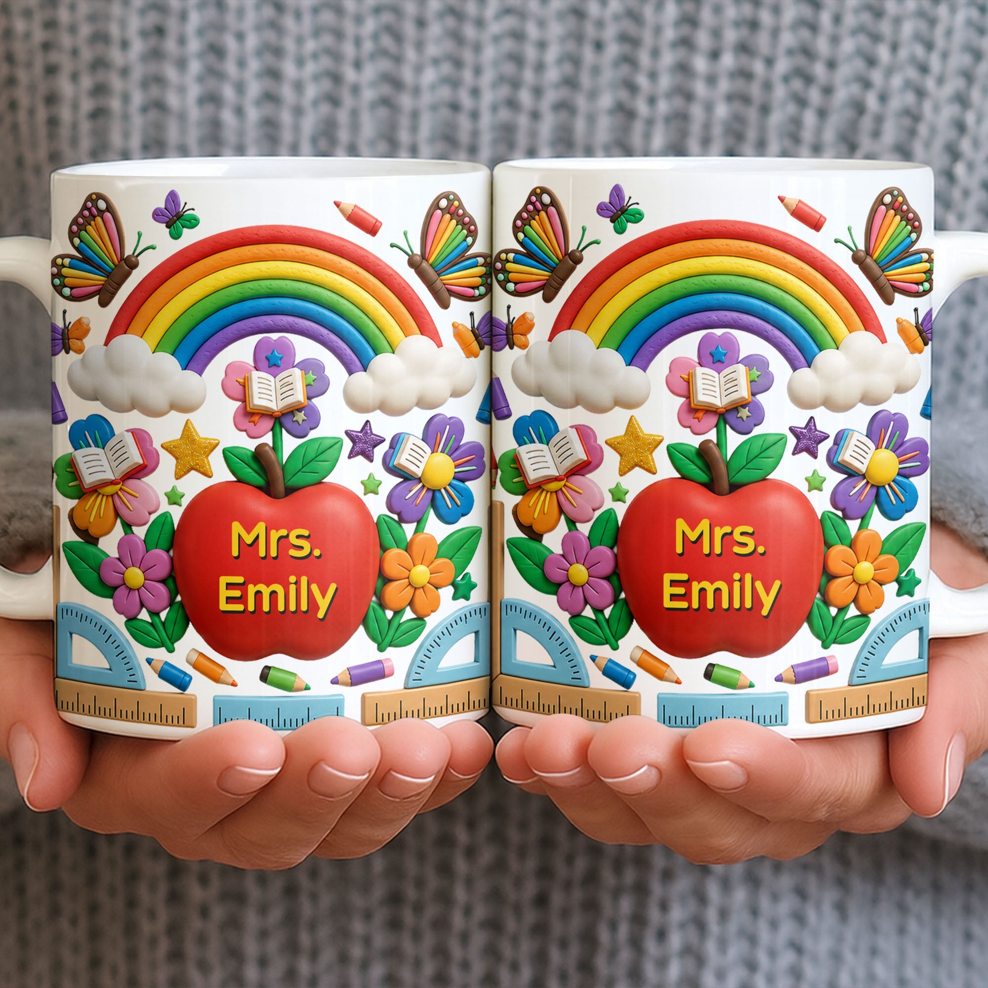 Personalized 3D Effect Apple Coffee Mug Gift for Teacher Edge-to-edge Mug GradoCreations
