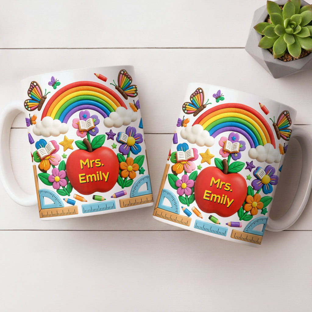 Personalized 3D Effect Apple Coffee Mug Gift for Teacher Edge-to-edge Mug GradoCreations