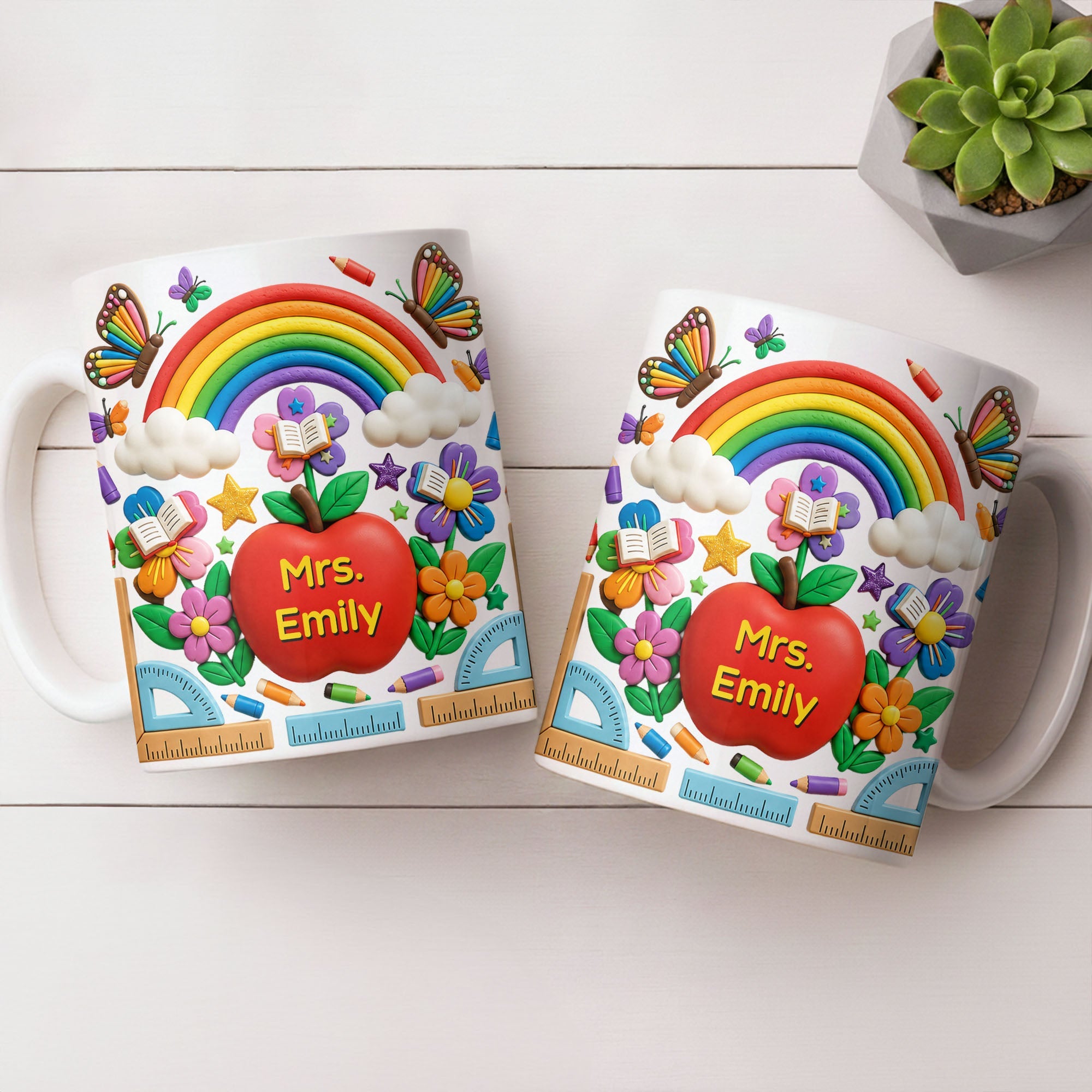 Personalized 3D Effect Apple Coffee Mug Gift for Teacher Edge-to-edge Mug GradoCreations