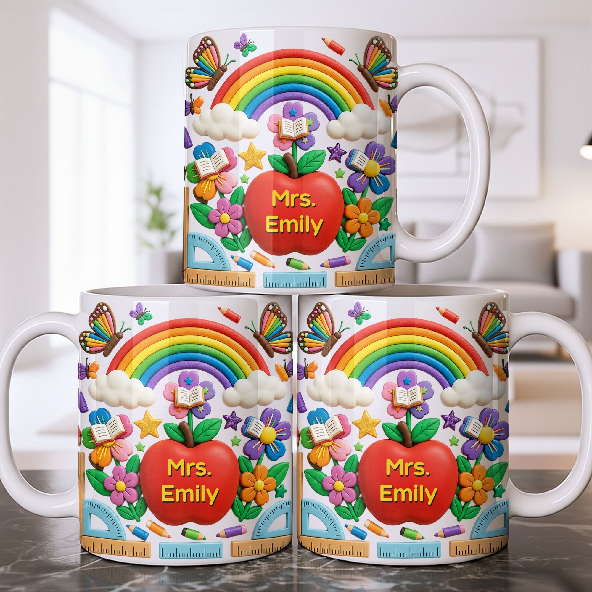 Personalized 3D Effect Apple Coffee Mug Gift for Teacher Edge-to-edge Mug GradoCreations