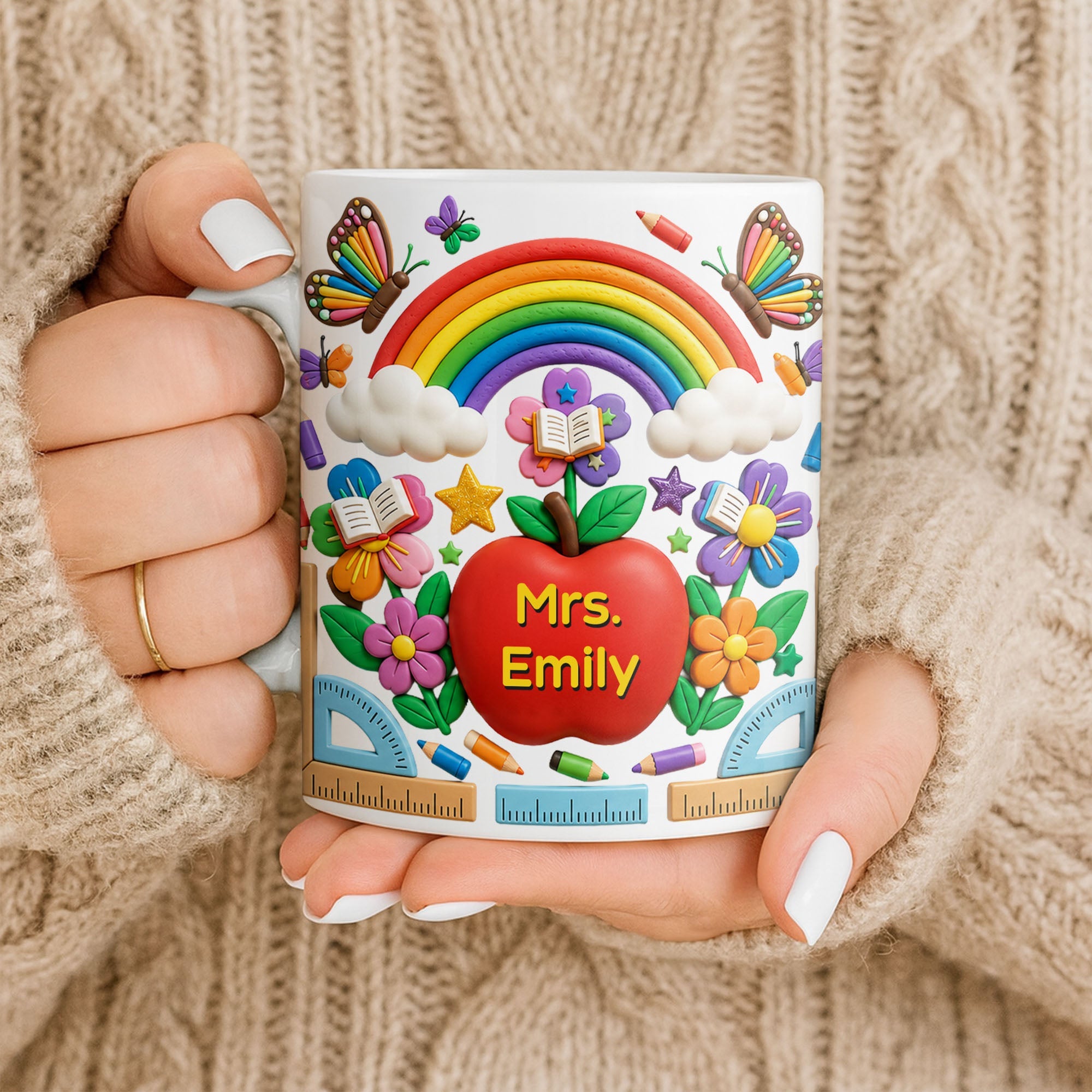 Personalized 3D Effect Apple Coffee Mug Gift for Teacher Edge-to-edge Mug GradoCreations