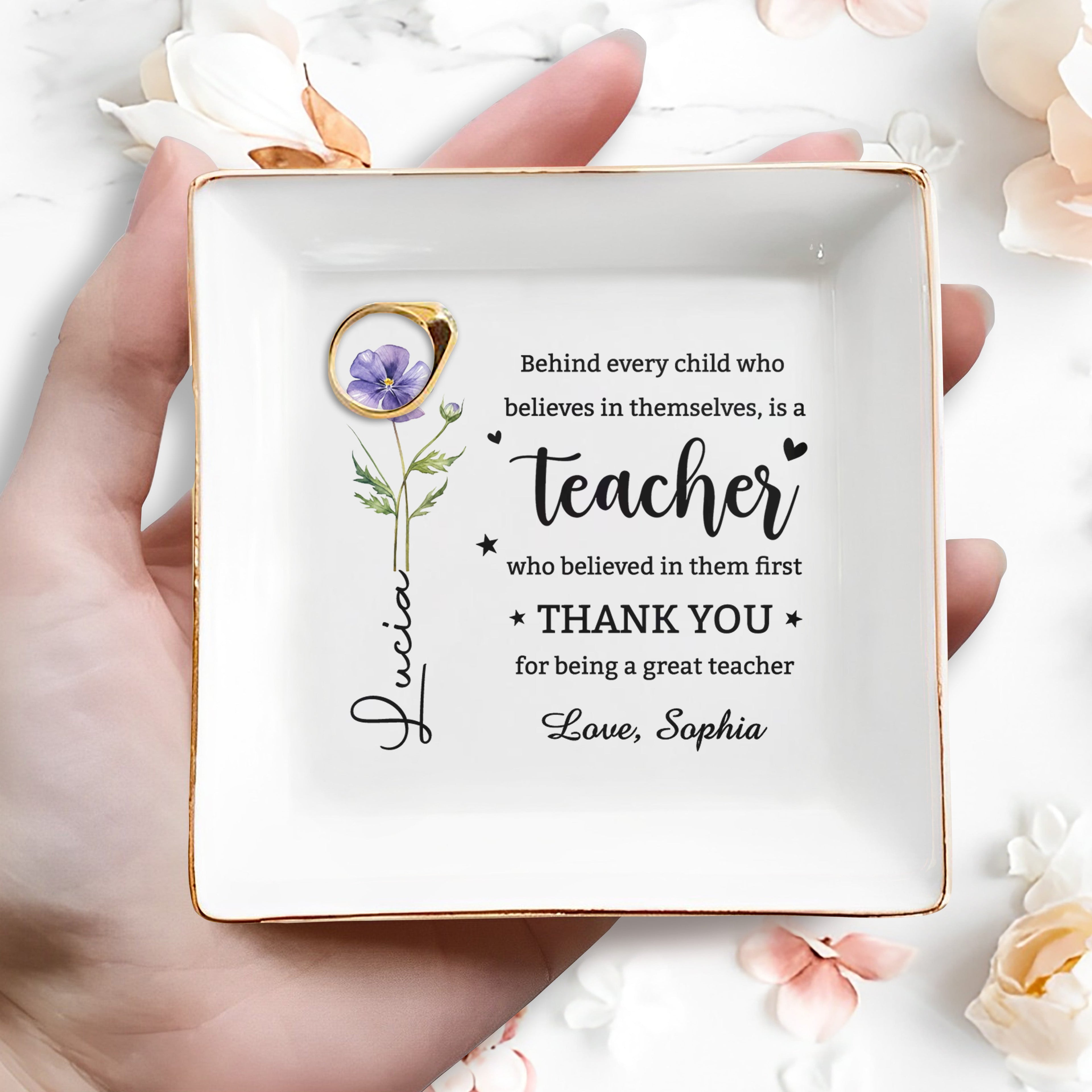 Personalized Teacher Jewelry Dish Custom Ring Holder Gift Jewelry Dish GradoCreations