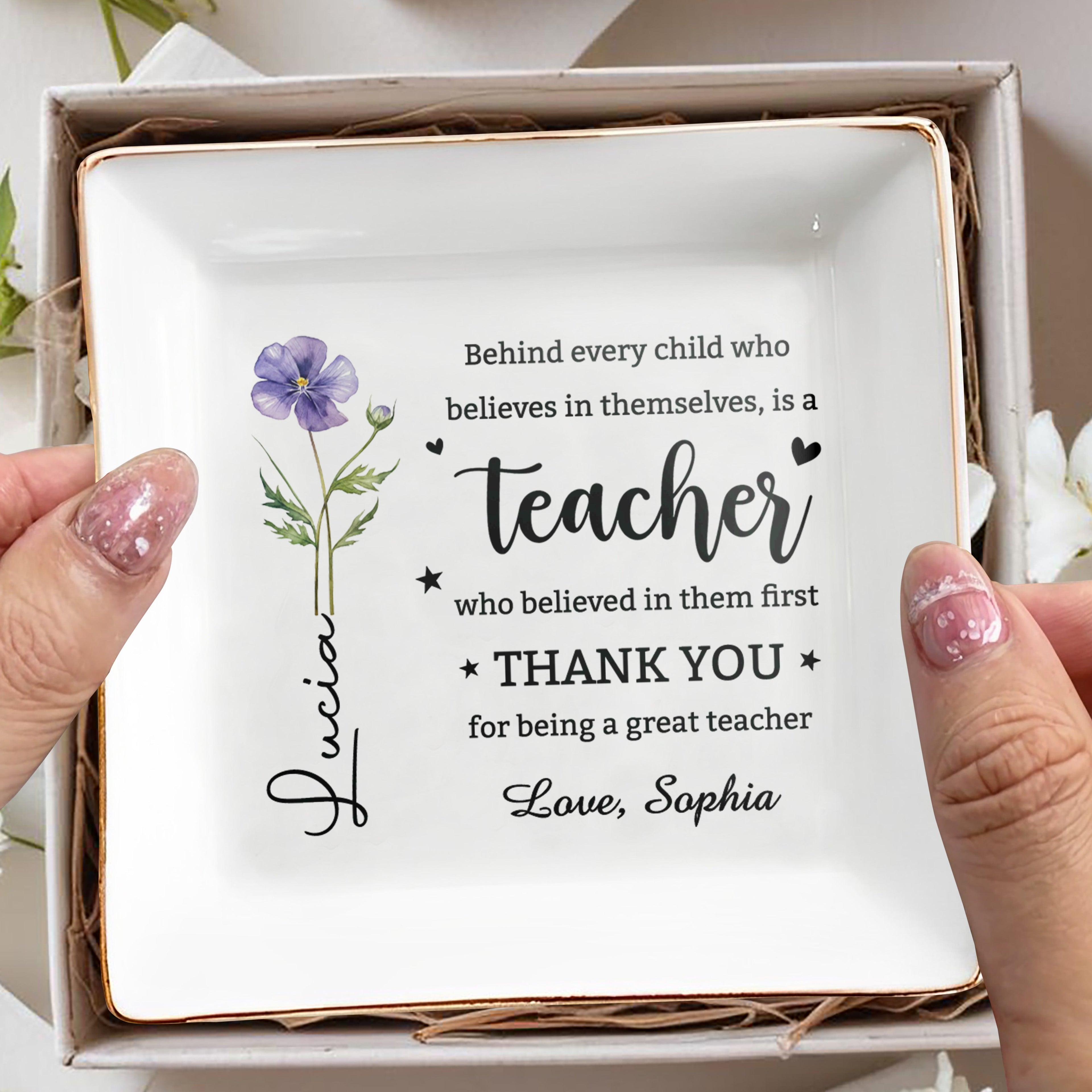 Personalized Teacher Jewelry Dish Custom Ring Holder Gift Jewelry Dish GradoCreations