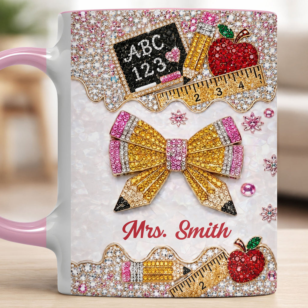 Personalized 3D Rhinestone Accent Mug Custom Name Teacher Gift Accent Mug GradoCreations