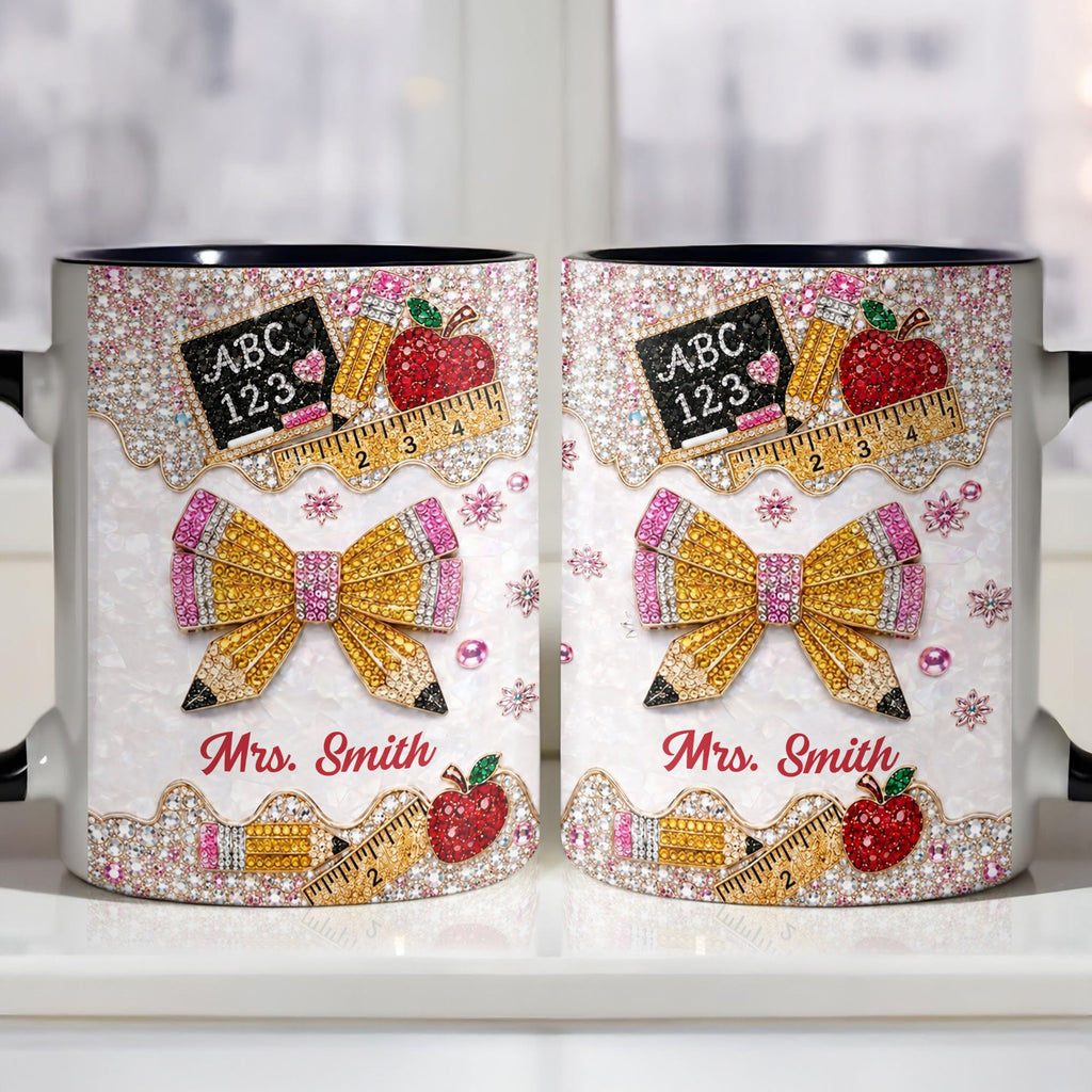 Personalized 3D Rhinestone Accent Mug Custom Name Teacher Gift Accent Mug GradoCreations