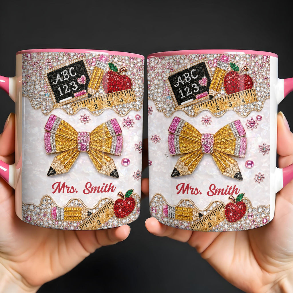 Personalized 3D Rhinestone Accent Mug Custom Name Teacher Gift Accent Mug GradoCreations