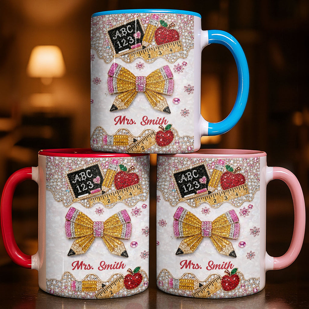 Personalized 3D Rhinestone Accent Mug Custom Name Teacher Gift Accent Mug GradoCreations