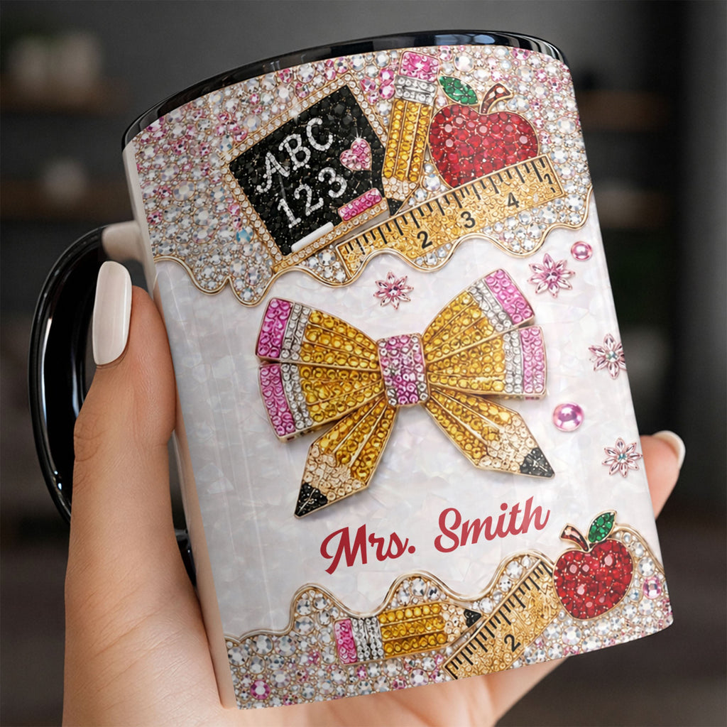 Personalized 3D Rhinestone Accent Mug Custom Name Teacher Gift Accent Mug GradoCreations
