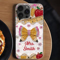 Personalized Clear Phone Case for Teacher Custom Name Red Apple Clear Phone Case GradoCreations