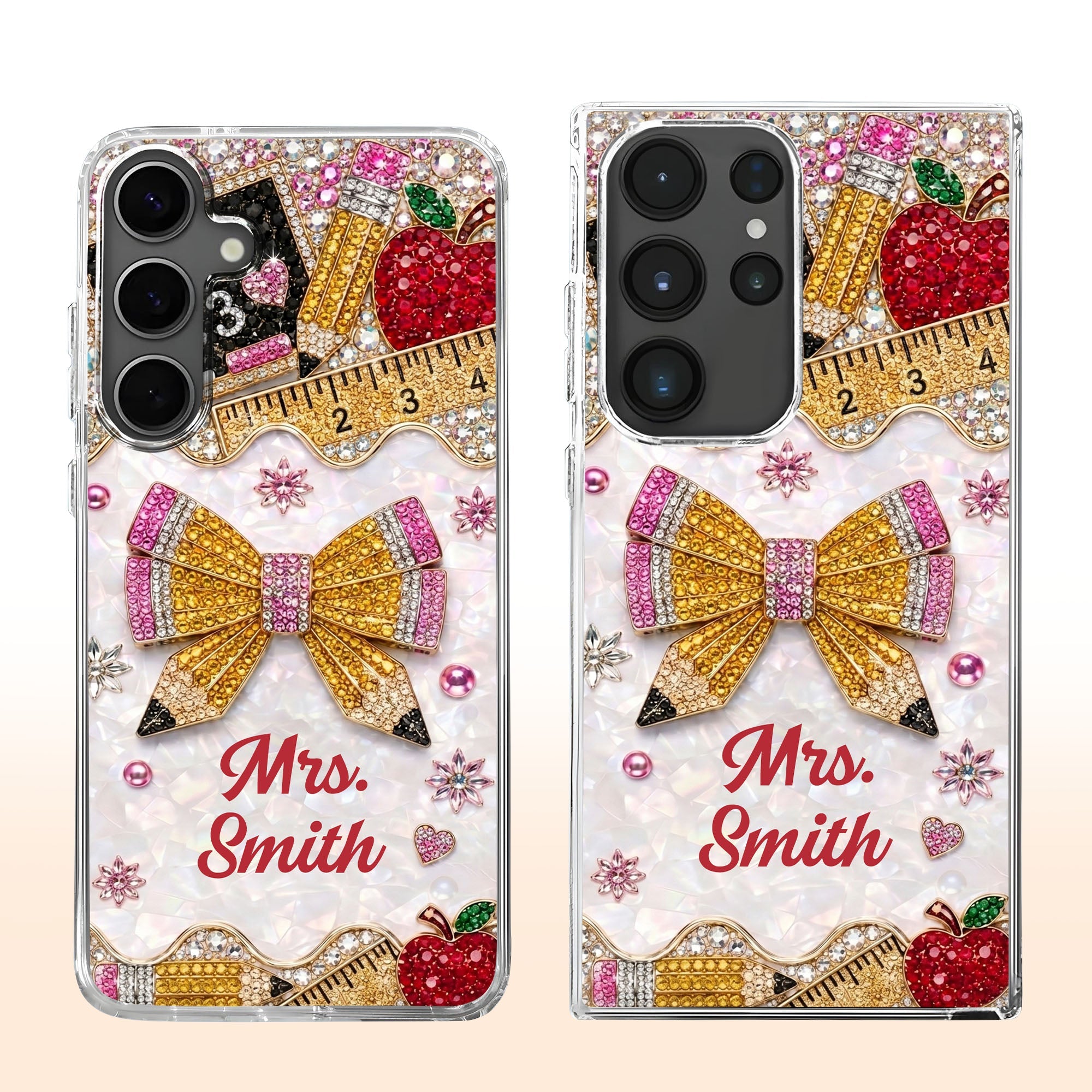 Personalized Clear Phone Case for Teacher Custom Name Red Apple Clear Phone Case GradoCreations