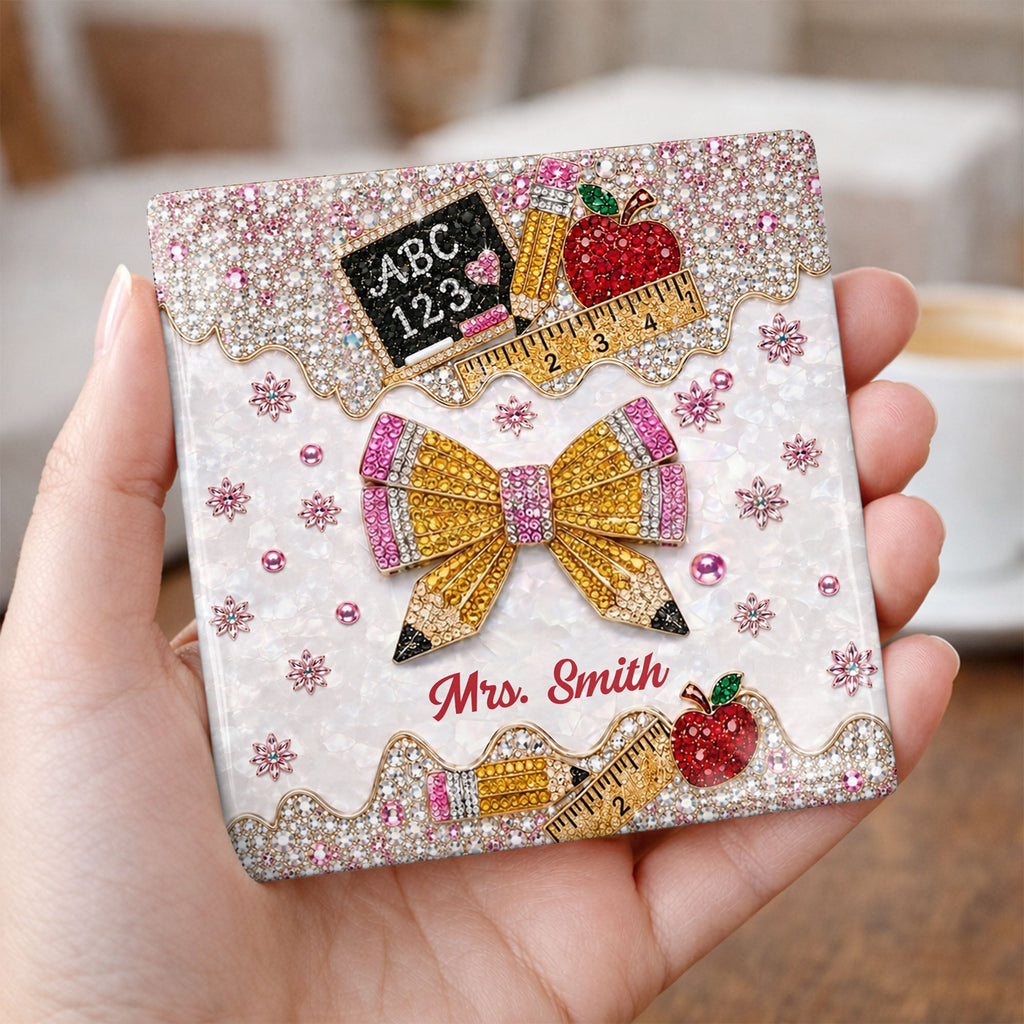 Personalized Ceramic Coaster Custom Teacher Gift Apple Design Square Ceramic Coaster GradoCreations