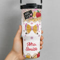 Personalized Teacher Tumbler 30oz Apple Glitter Gift Idea Tumbler With Handle GradoCreations