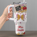 Personalized Teacher Tumbler 40oz Apple Bow Design Gift 40oz Tumbler GradoCreations