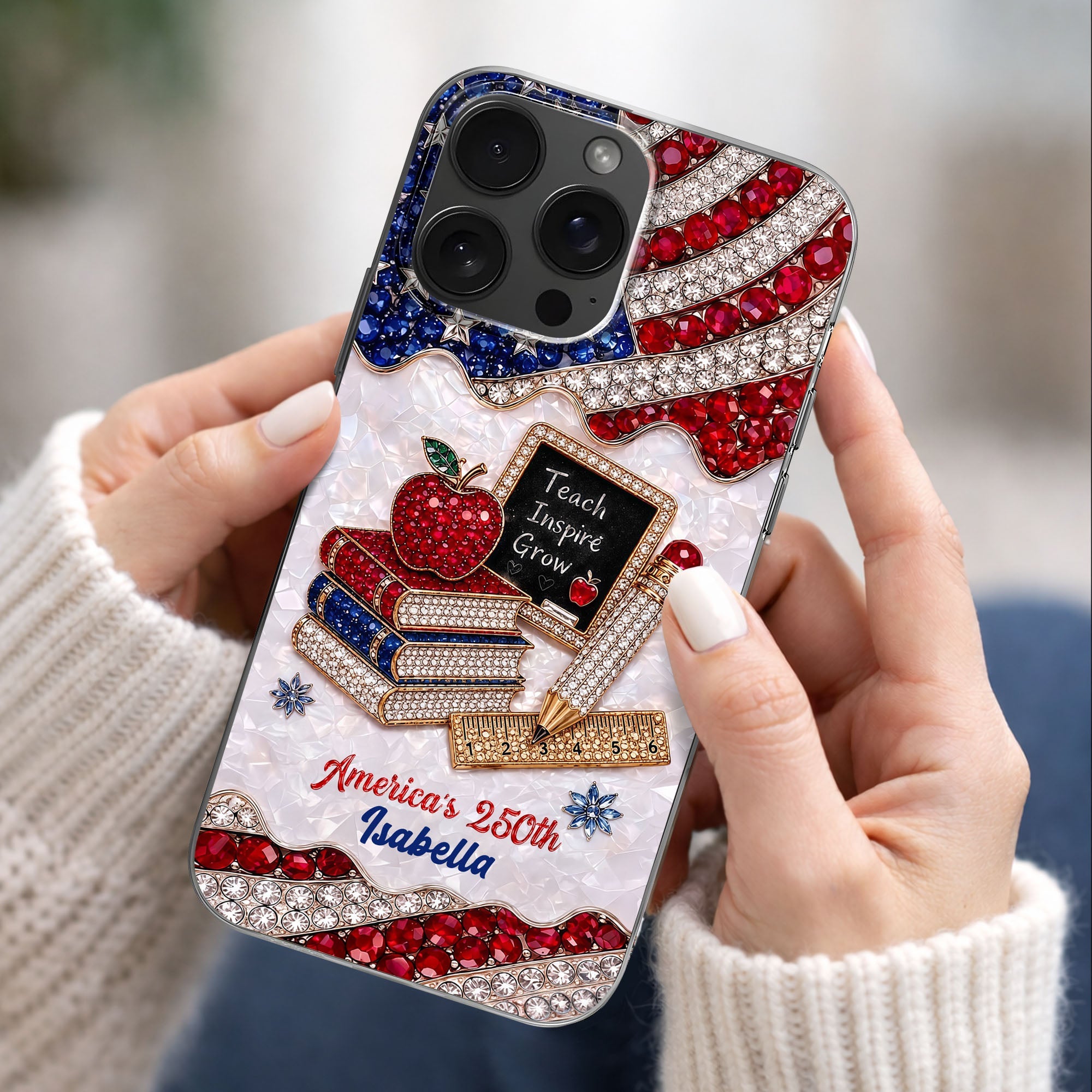 Personalized Clear Phone Case for Teachers Custom Name Gift Clear Phone Case GradoCreations