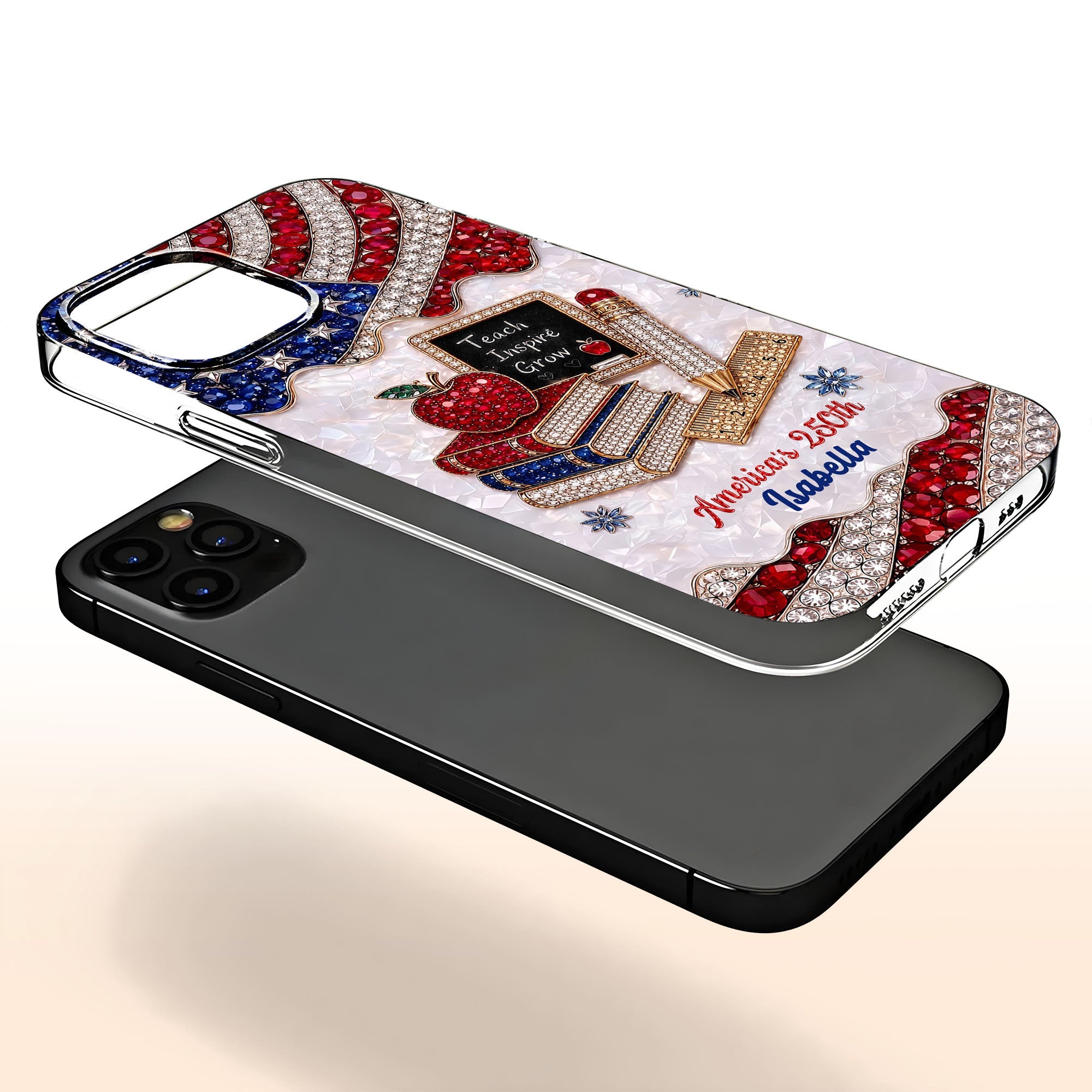 Personalized Clear Phone Case for Teachers Custom Name Gift Clear Phone Case GradoCreations