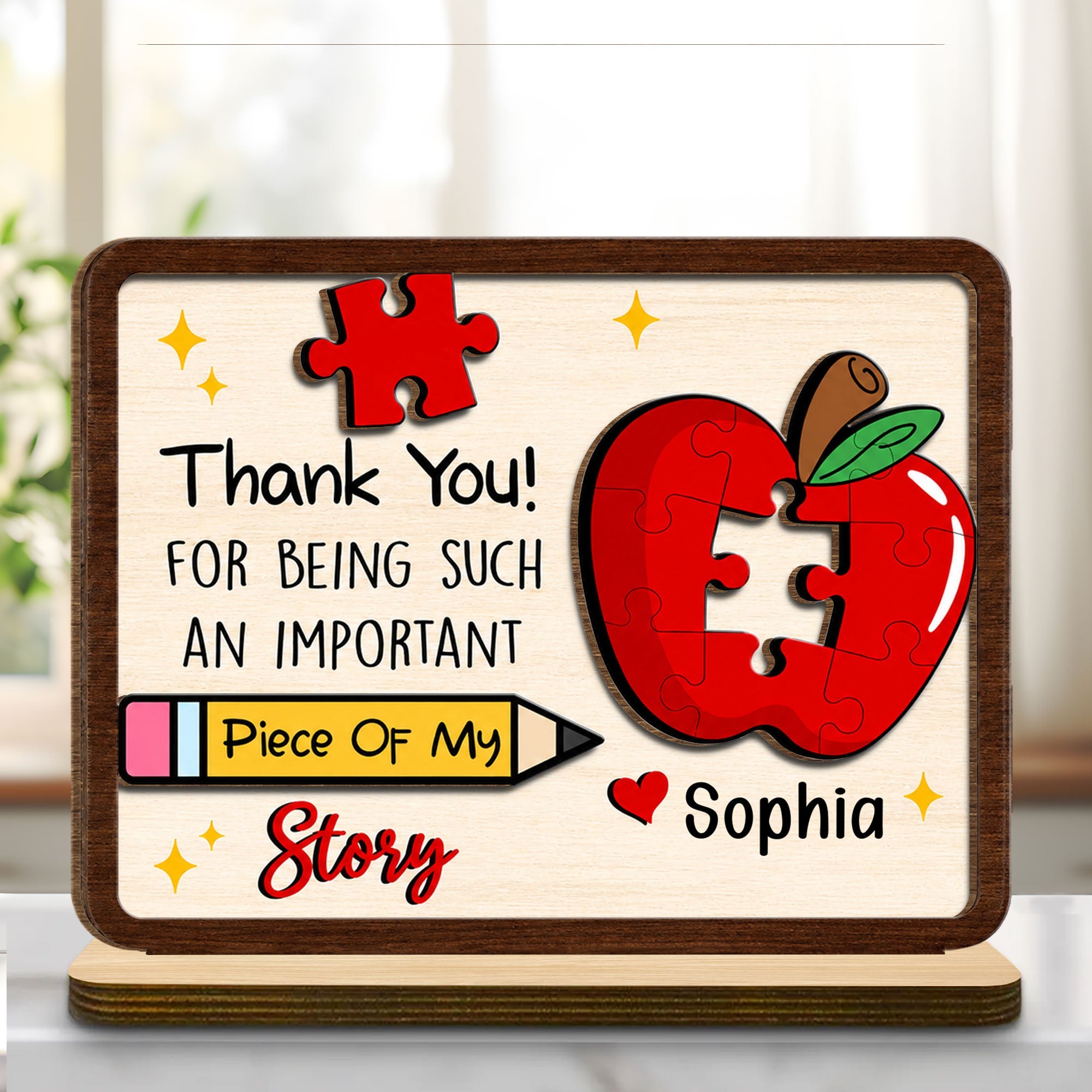 Personalized 2-Layer Wood Plaque Custom Thank You Gift for Teacher Wood Plaque GradoCreations