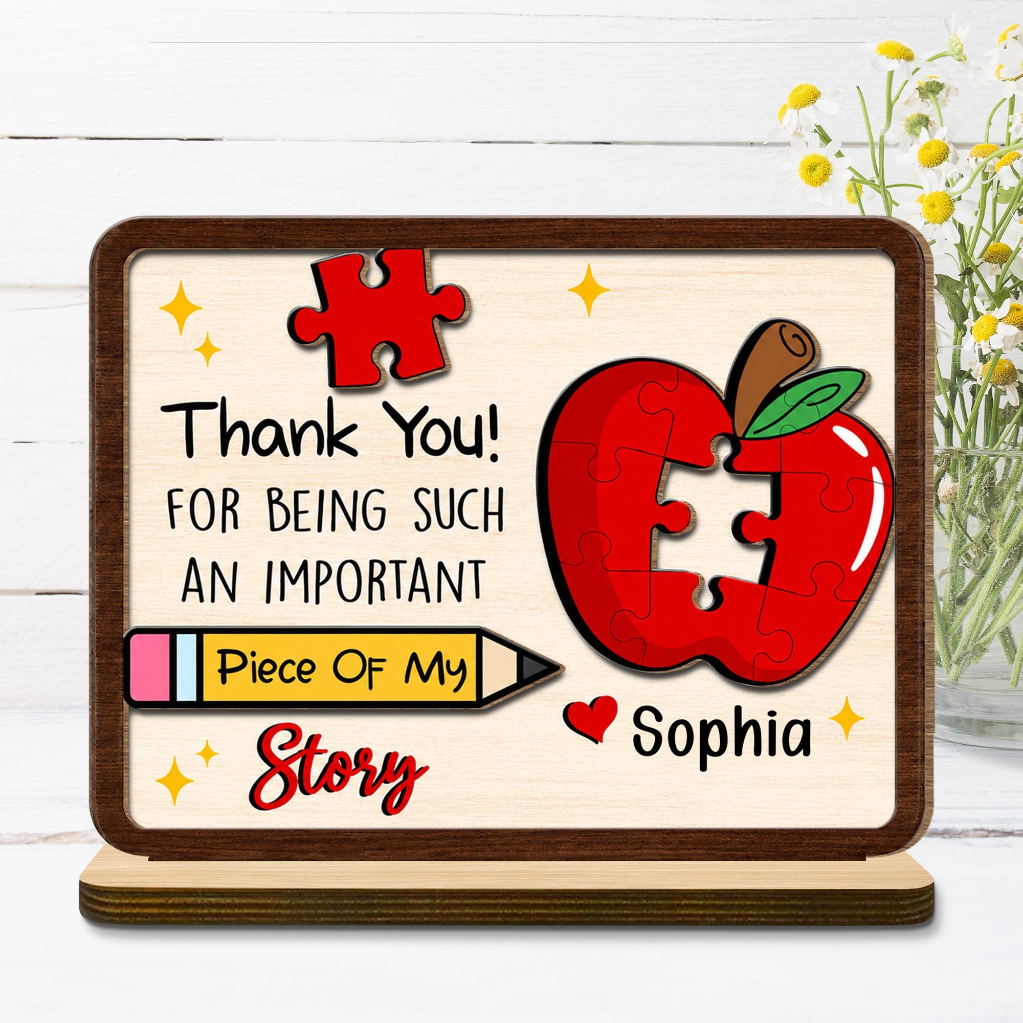 Personalized 2-Layer Wood Plaque Custom Thank You Gift for Teacher Wood Plaque GradoCreations