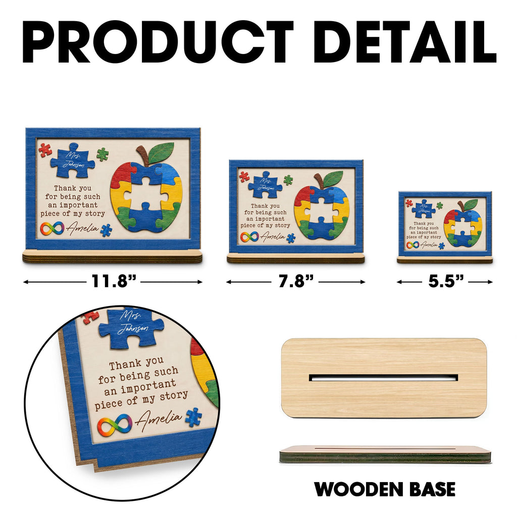 Personalized Apple Puzzle Wood Plaque Custom Name Gift for Teacher Wood Plaque GradoCreations